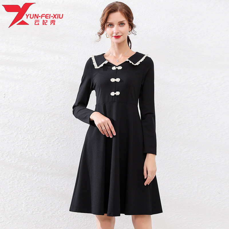 大码时尚修身气质V领裙法式2020秋季新款胖MM显瘦遮肉韩版连衣裙