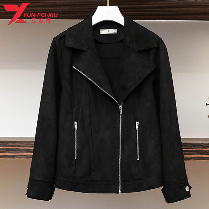 韩版大码2020秋季新款时尚胖MM宽松百搭休闲拉链纯色上衣外套潮