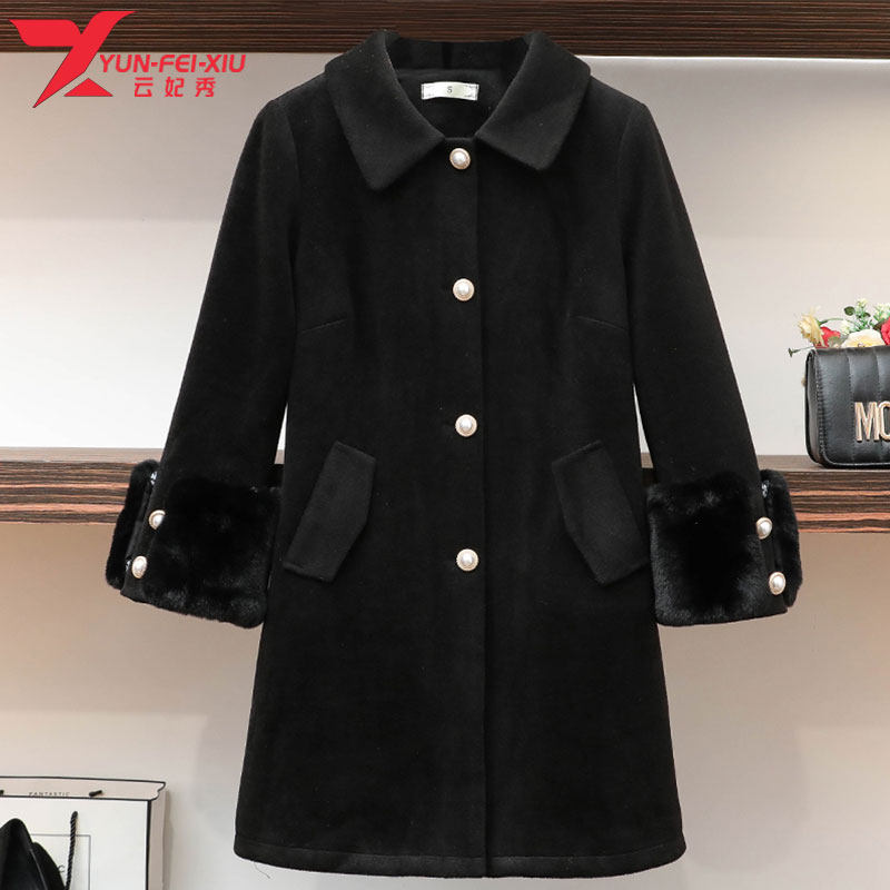 2020秋冬新款大衣大码胖MM韩版宽松中长款女装双面呢羊毛洋气外套