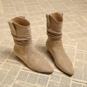 美拉德靴子女2025早秋新款 爆款 巨好看粗跟短靴女牛仔靴中筒堆堆靴