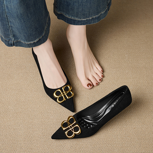 气质高跟鞋女2026新款春款巨好看细跟尖头浅口单鞋女不累脚配裙子