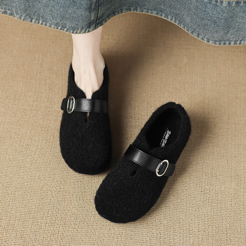 巨好看内增高博肯鞋女秋冬毛毛鞋