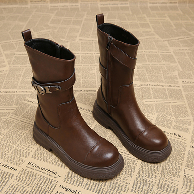 棕色马丁靴短靴女美拉德中筒靴