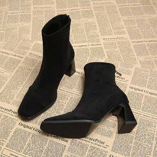 巨好看高跟靴子女秋冬2025新款爆款小短靴女配阔腿裤瘦瘦靴小踝靴