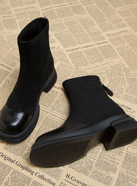 真皮瘦瘦靴子女2025新款爆款袜靴巨好看小短靴秋冬欧货洋气小踝靴