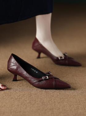 欧货御姐高跟鞋女秋冬2025新款尖头浅口气质单鞋女细跟绝美晚晚鞋
