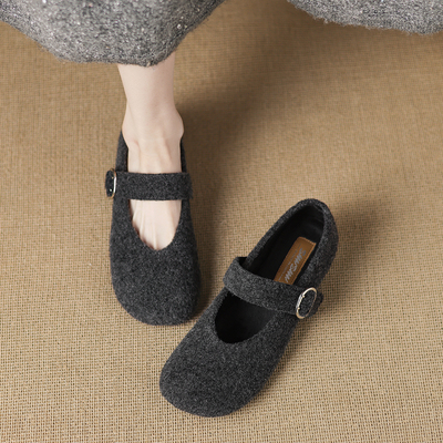 巨好看玛丽珍毛毛鞋女冬加绒单鞋