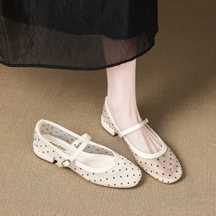 玛丽珍网面女鞋2026春夏新款浅口绝美单鞋女不累脚镂空配裙子女鞋