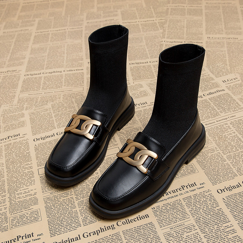靴子女袜靴秋冬季2025新款平底短靴女小踝靴高级感瘦瘦靴大码女鞋