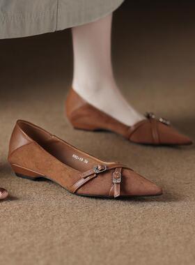 小跟鞋子女2026春秋新款尖头浅口法式单鞋女配裙子气质爆款晚晚鞋