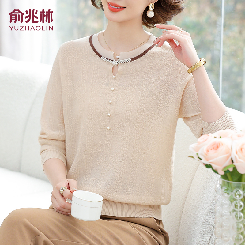 妈妈洋气针织打底小衫中年女装秋冬装2025新款中老年气质减龄上衣