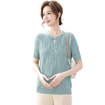 2025夏季新款妈妈夏装针织小衫