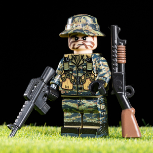 适用乐高军事战争越战美军兵人士兵武器拼装积木人仔玩具N701-706