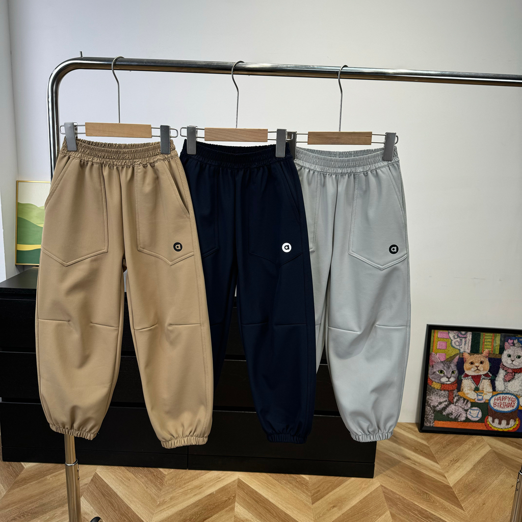 冬季新款加绒保暖冲锋裤儿童束口长裤松紧腰男童女童裤子25106