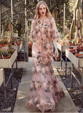 marchesa 花色珠钻披肩两件套遮肉显瘦高档晚礼服结婚敬酒服2025