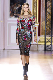 Zuhair Murad 2025 花色修身长袖短款生日聚会派对年会日常小礼服