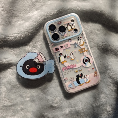二合一磁吸格纹pingu企鹅手机壳