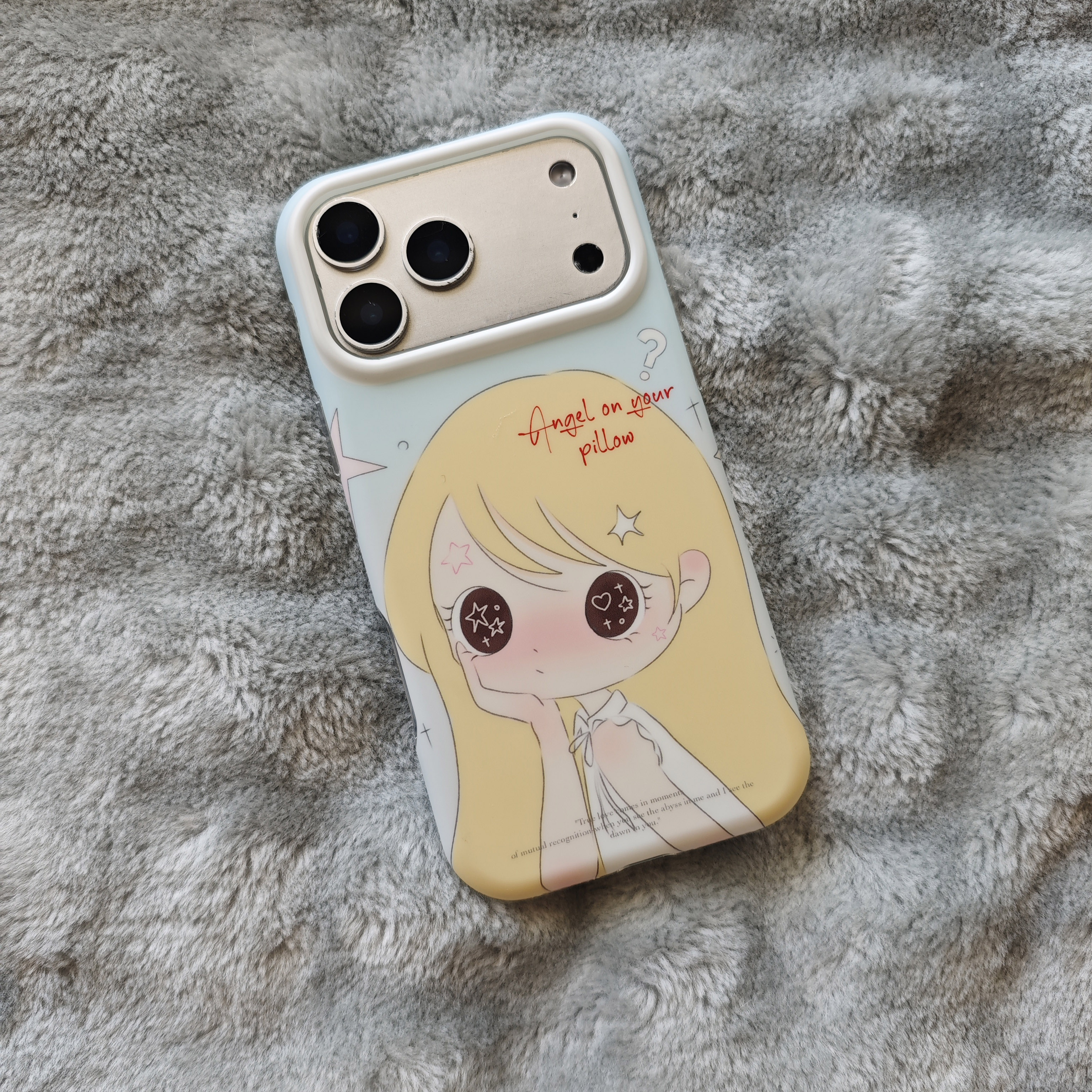 星星问号脸红黄发小女孩手机壳