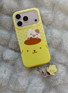 IMD卡通可爱黄色星星帽子小狗猫咪手机壳适用iphone17promax大孔防摔苹果16亮面15趣味创意带挂件少女心呆萌