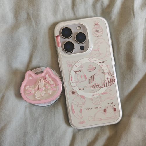 苹果二合一线条猫咪IMD手机壳