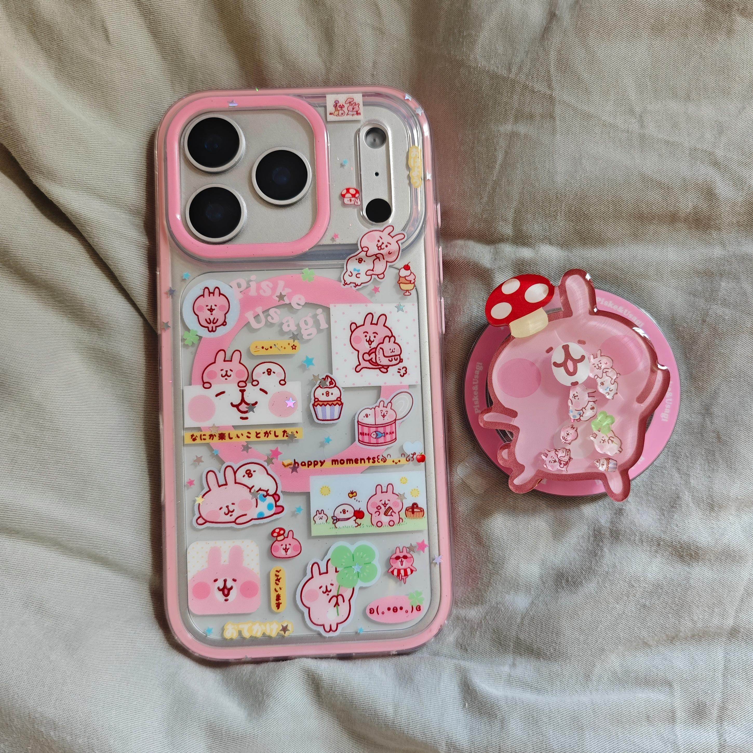 IMD磁吸卡通可爱二合一卡娜赫拉手机壳适用iPhone17promax大孔防摔苹果16亮面15趣味创意14摇摇乐支架13高级