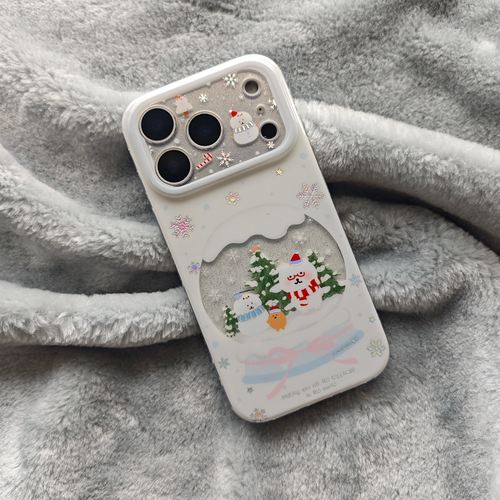 自嘲熊雪人圣诞树水晶球手机壳
