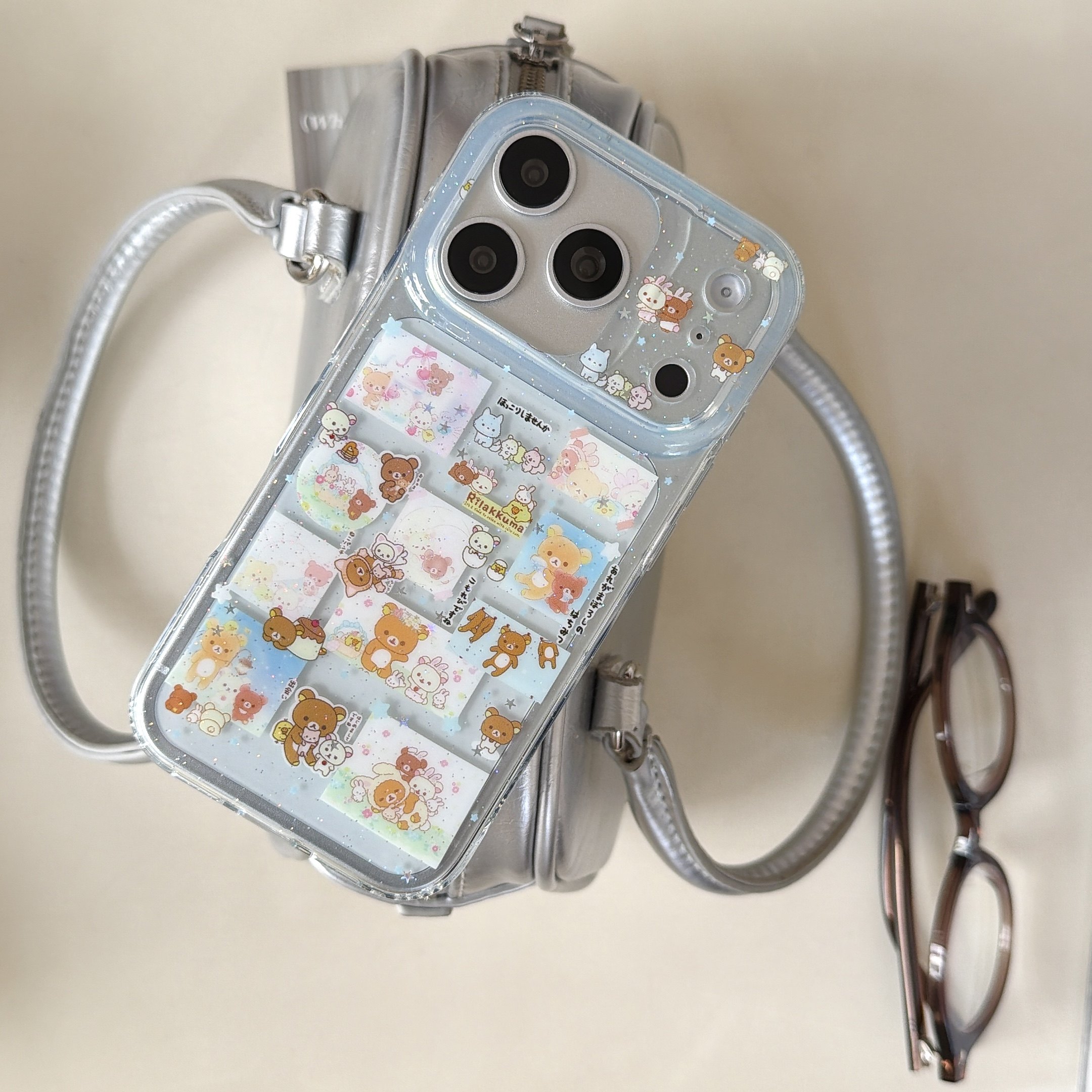 IMD卡通可爱透蓝色细闪满屏轻松熊插画手机壳适用iphone17promaxd大孔防摔苹果16亮面15趣味创意14萌系13少女,3C数码配件,手机保护套/壳,淘宝优惠券,粉丝福利购,淘宝优惠卷