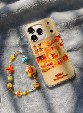 圆弧气囊IMD卡通可爱网红黄色格纹星星人手机壳适用iPhone17promax大孔防摔苹果16亮面15趣味创意14手链13新