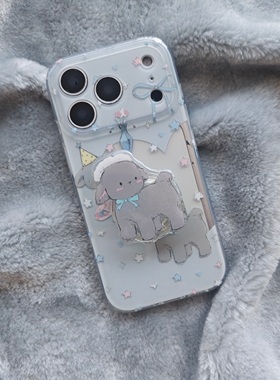 IMD卡通可爱蓝色蝴蝶结镂空爱心灰色小狗手机壳适用iPhone17promax个性防摔苹果16亮面15趣味创意14支架13新
