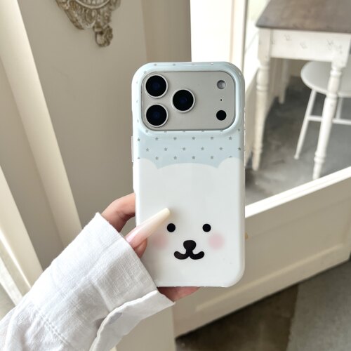 可爱蓝色星星大脸自嘲熊手机壳