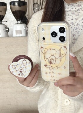 IMD磁吸卡通可爱黄格纹花朵线条小鹿手机壳适用iPhone17promax大孔防摔苹果16亮面15趣味创意14爱心支架13新