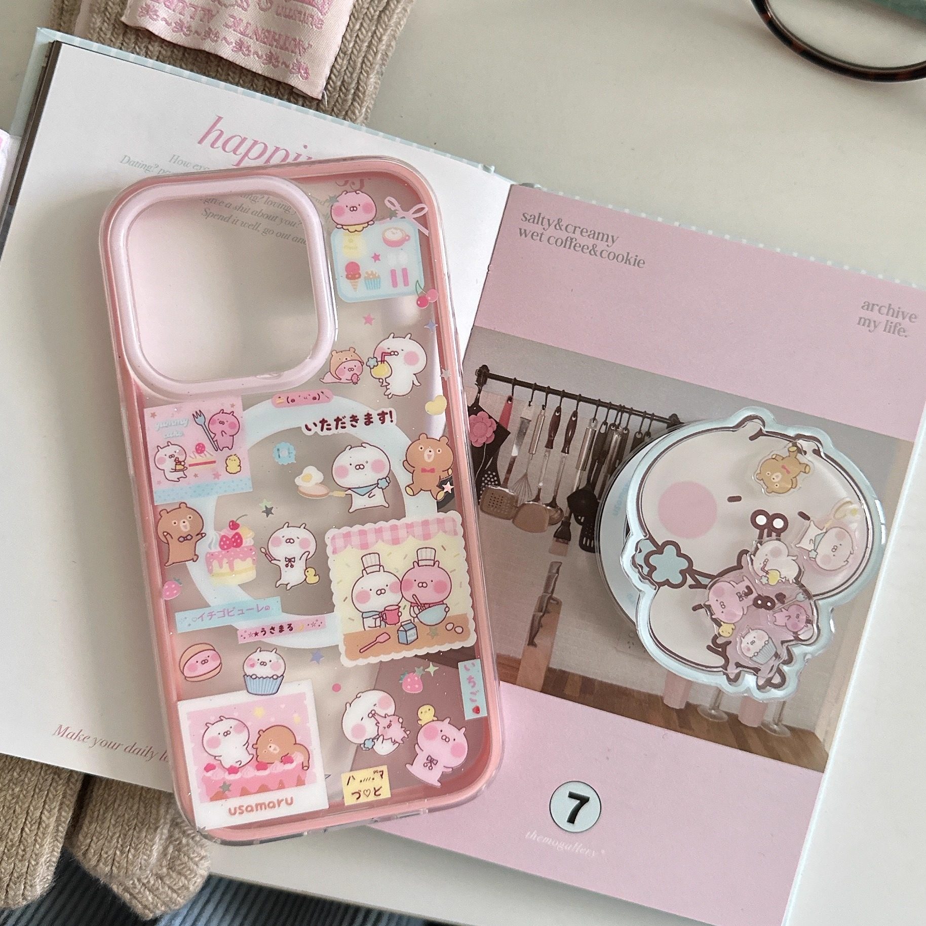 二合一粉边IMD磁吸卡通可爱镂空厨师兔丸手机壳适用iphone16promax大孔防摔苹果15趣味个性14亮面13女生支架