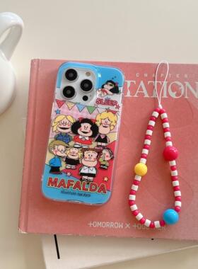 双层印花imd网红卡通可爱玛法达伙伴手机壳适用iphone16promax大孔防摔苹果15趣味小清新14女生13亮面挂绳ins