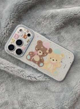 IMD卡通可爱闪粉横版波点蝴蝶结小熊玩偶手机壳适用iphone17promax个性防摔苹果16亮面15趣味创意14呆萌13新