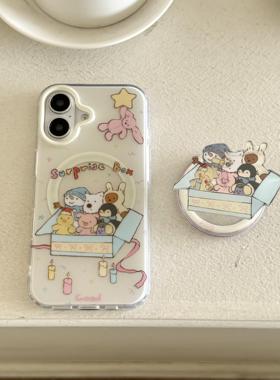 imd磁吸卡通可爱米色jellycat玩偶礼物盒17手机壳14适用iphone16promax苹果15亮面13女Pura70华为mate60新80