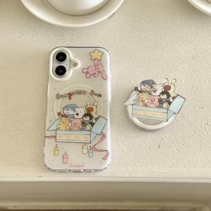 imd磁吸卡通可爱米色jellycat玩偶礼物盒17手机壳14适用iphone16promax苹果15亮面13女Pura70华为mate60新80