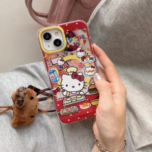 二合一红边双层imd磁吸17卡通可爱汉堡厨师kitty猫适用iphone16promax手机壳大孔防摔苹果15女生14日韩13支架