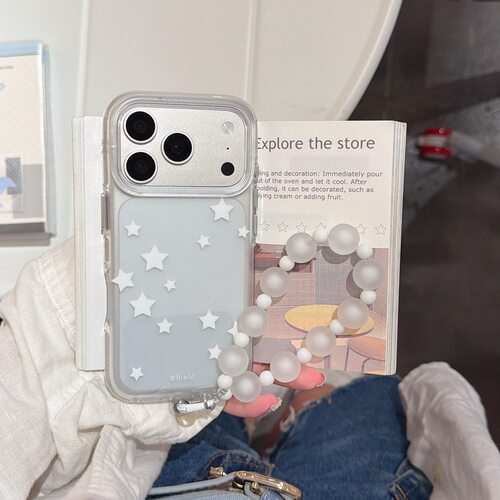 简约半透不规则纯白色星星手机壳