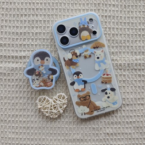 可爱镂空蓝色一圈jellycat手机壳