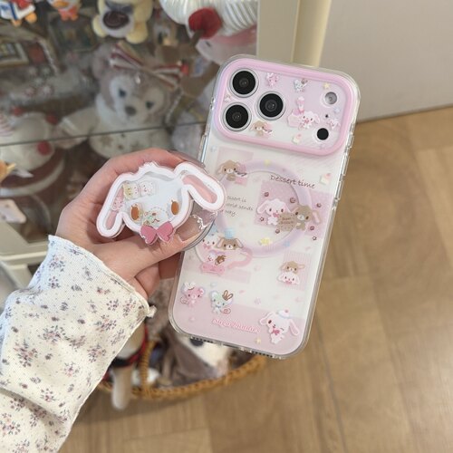 卡通可爱粉白满屏甜品兔手机壳