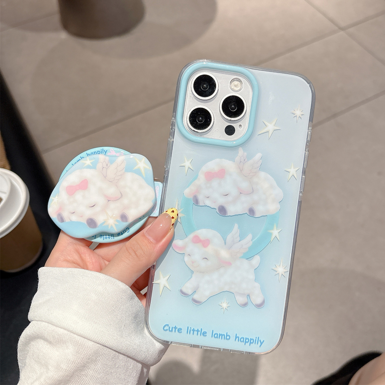 IMD磁吸治愈系可爱蓝色五角星翅膀小羊手机壳适用iphone16promax大孔防摔苹果15趣味女生新14亮面13个性日韩