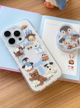 秋冬卡通镂空一圈jellycat玩偶imd磁吸17手机壳适用iphone16promax大孔防摔苹果15可爱14磨砂13华为mate60