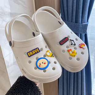 洞洞鞋女包头半拖鞋女凉鞋2024夏季新款可爱外穿平底防滑沙滩鞋