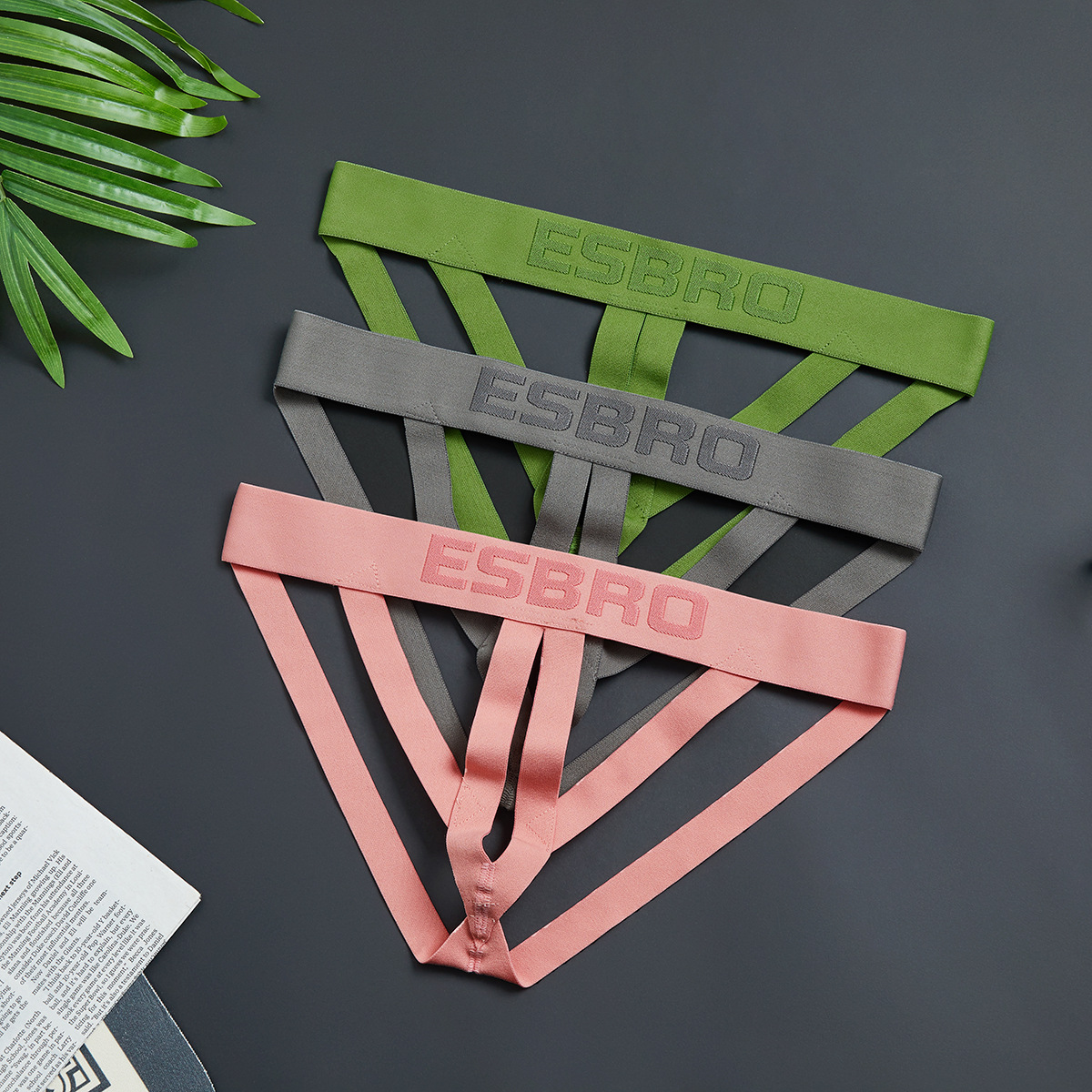 男士吊环镂空提臀双丁裤弹力性感