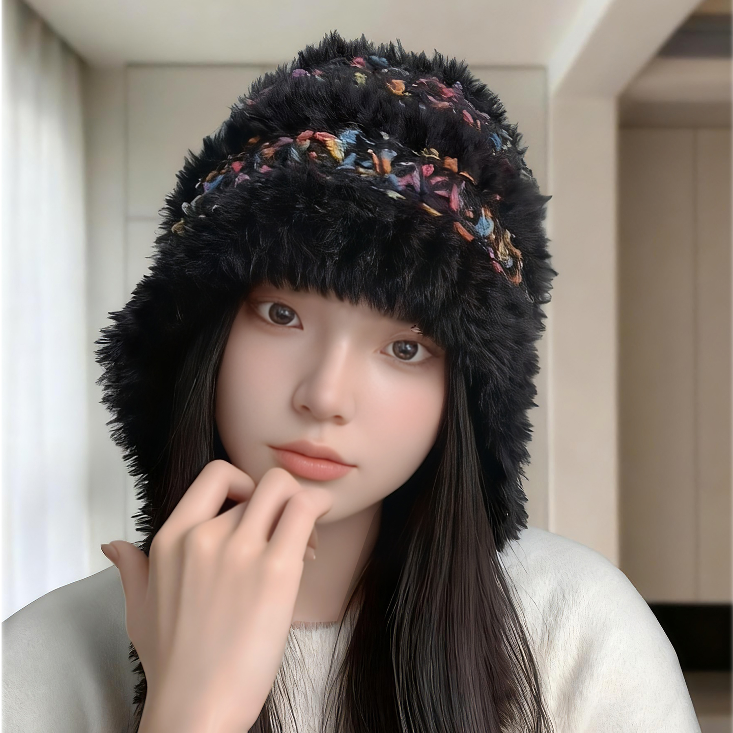 2025新款毛线帽护耳帽保暖针织帽