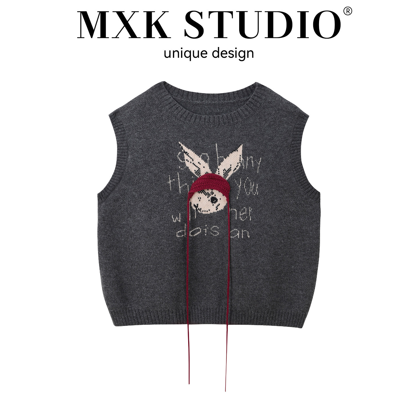 提花套头小兔子毛衣马甲女早秋新款黑色显瘦无袖马夹背心坎肩上衣,女装/女士精品,马夹,淘宝优惠券,粉丝福利购,淘宝优惠卷