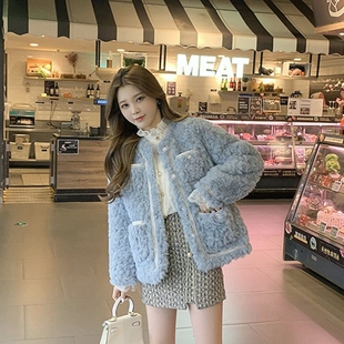 秋冬新款韩版宽松高级感绒网红外穿大衣仿皮草小香风外套女