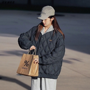 2026年冬新款菱格棉服女宽松显瘦短款棉袄ins港风棒球服外套百搭