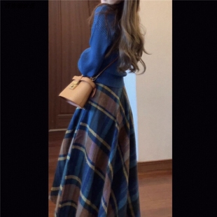 两件套毛衣赫本风女半身裙子小香风套装气质复古春秋女神范高级感