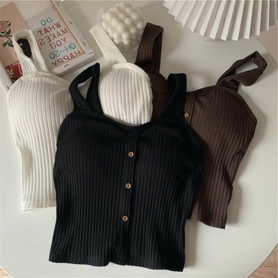 美背小吊带chic背心女装夏季薄款外穿2026新款甜酷带胸垫打底上衣